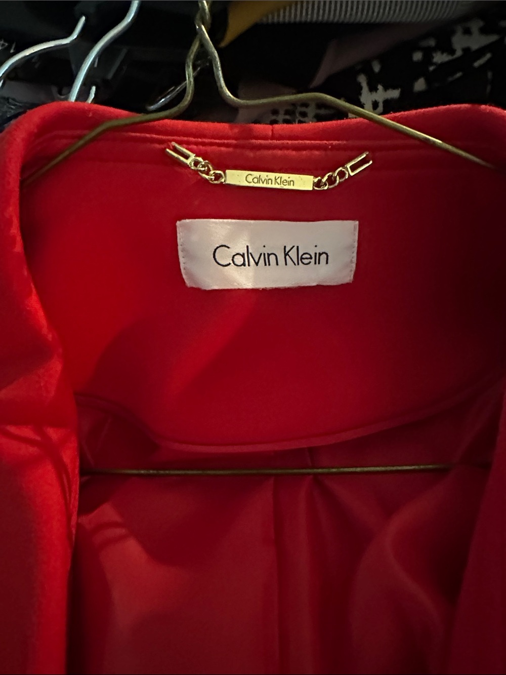 Calvin Klein Bright Red Ruffle-Front jacket - Picture 2 of 4